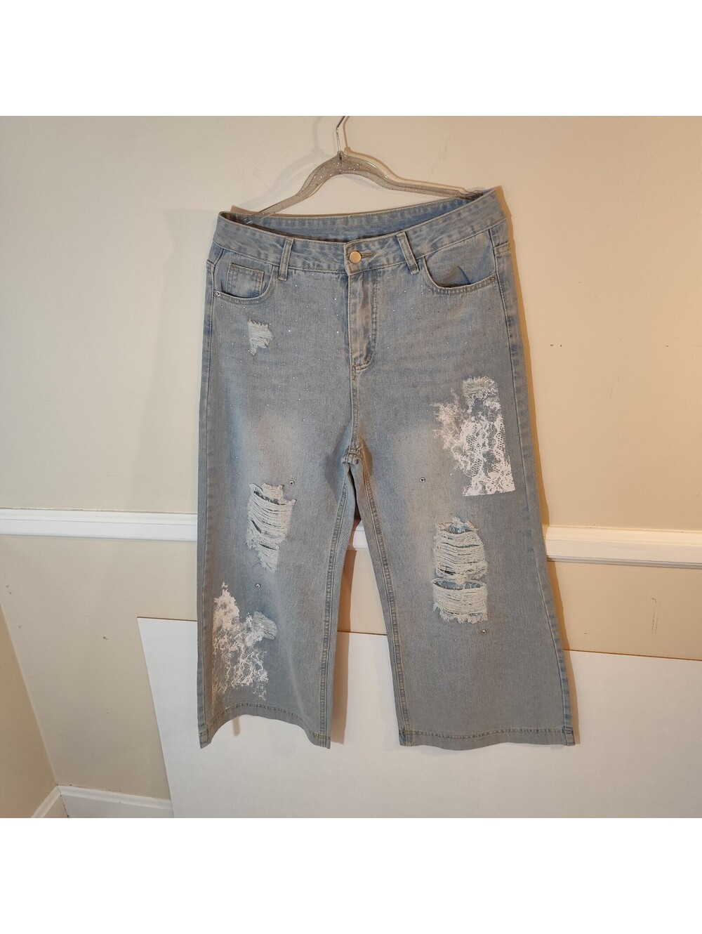 KH.JEANS Baggy Women's Jeans Distressed Light Blue Size 2XL